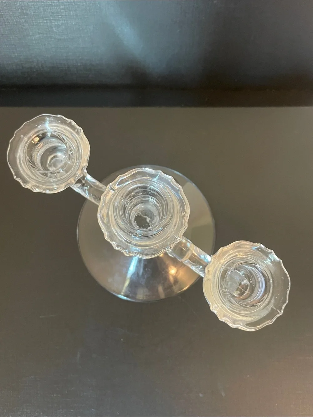 Vintage Cambridge 3 Light Candle Holder Taper Candle Clear Pressed Glass